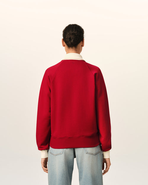 Sweatshirt zippé rouge en coton Ami de Coeur - Femme - 12 - AMI Paris - Ami Paris