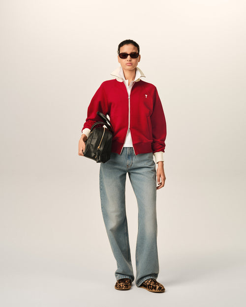 Sweatshirt zippé rouge en coton Ami de Coeur - Femme - 10 - AMI Paris - Ami Paris
