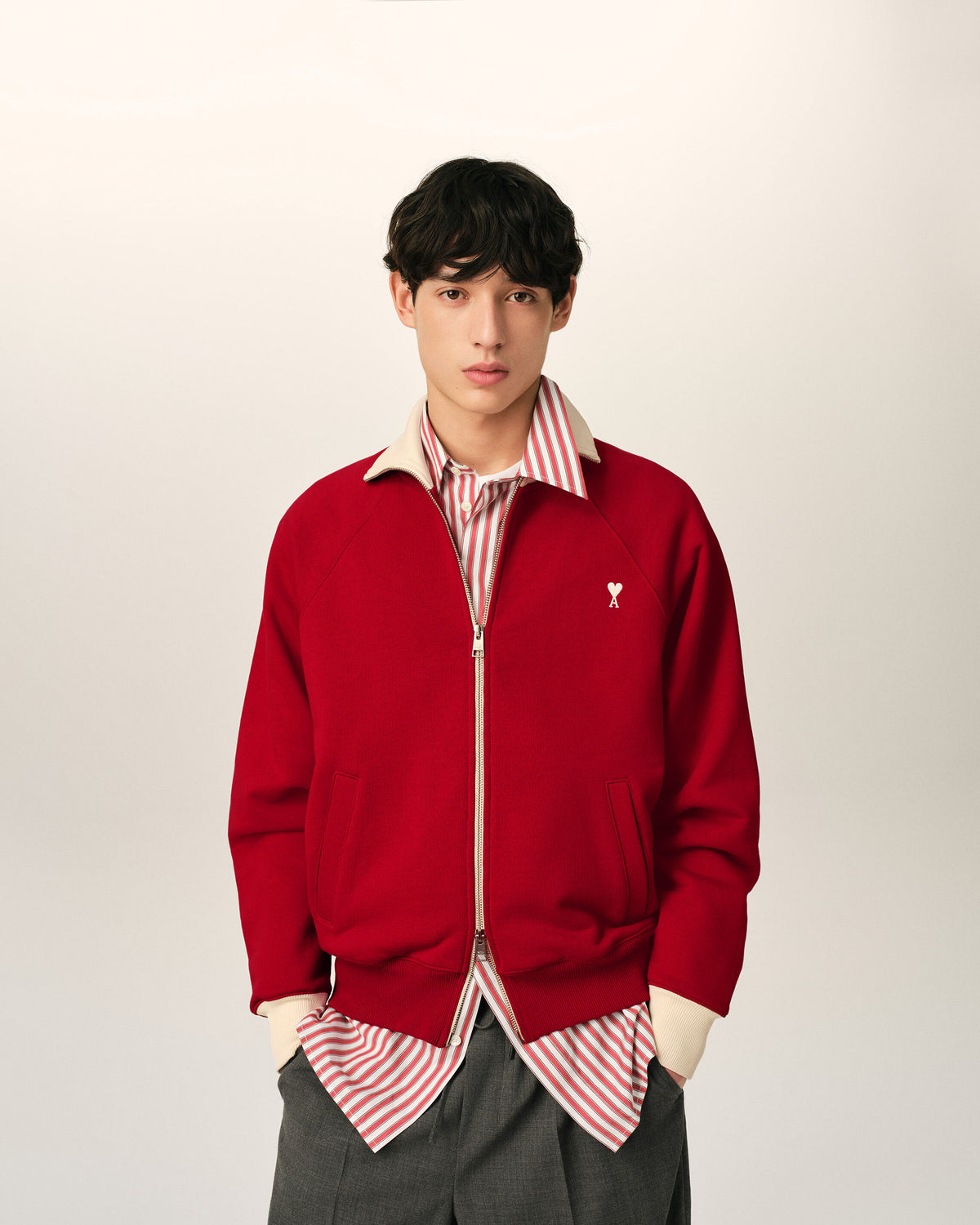 Sweatshirt zippé rouge en coton Ami de Coeur - 2