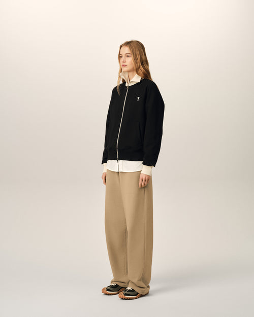 Black zipped cotton sweatshirt with Ami de Coeur - Woman - 12 - AMI Paris - Ami Paris