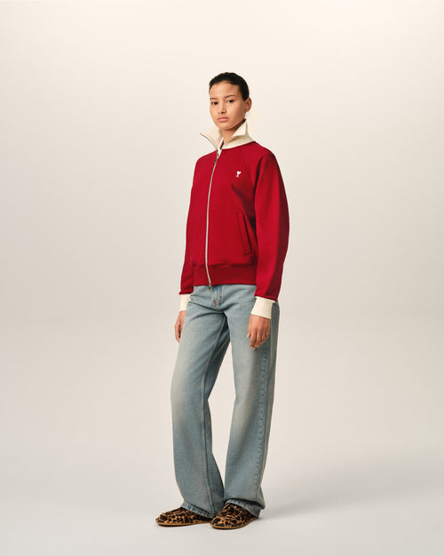 Sweatshirt zippé rouge en coton Ami de Coeur - Femme - 13 - AMI Paris - Ami Paris