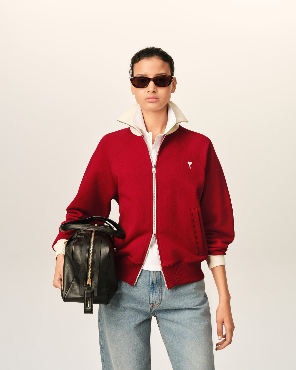 Sweatshirt zippé rouge en coton Ami de Coeur - 9