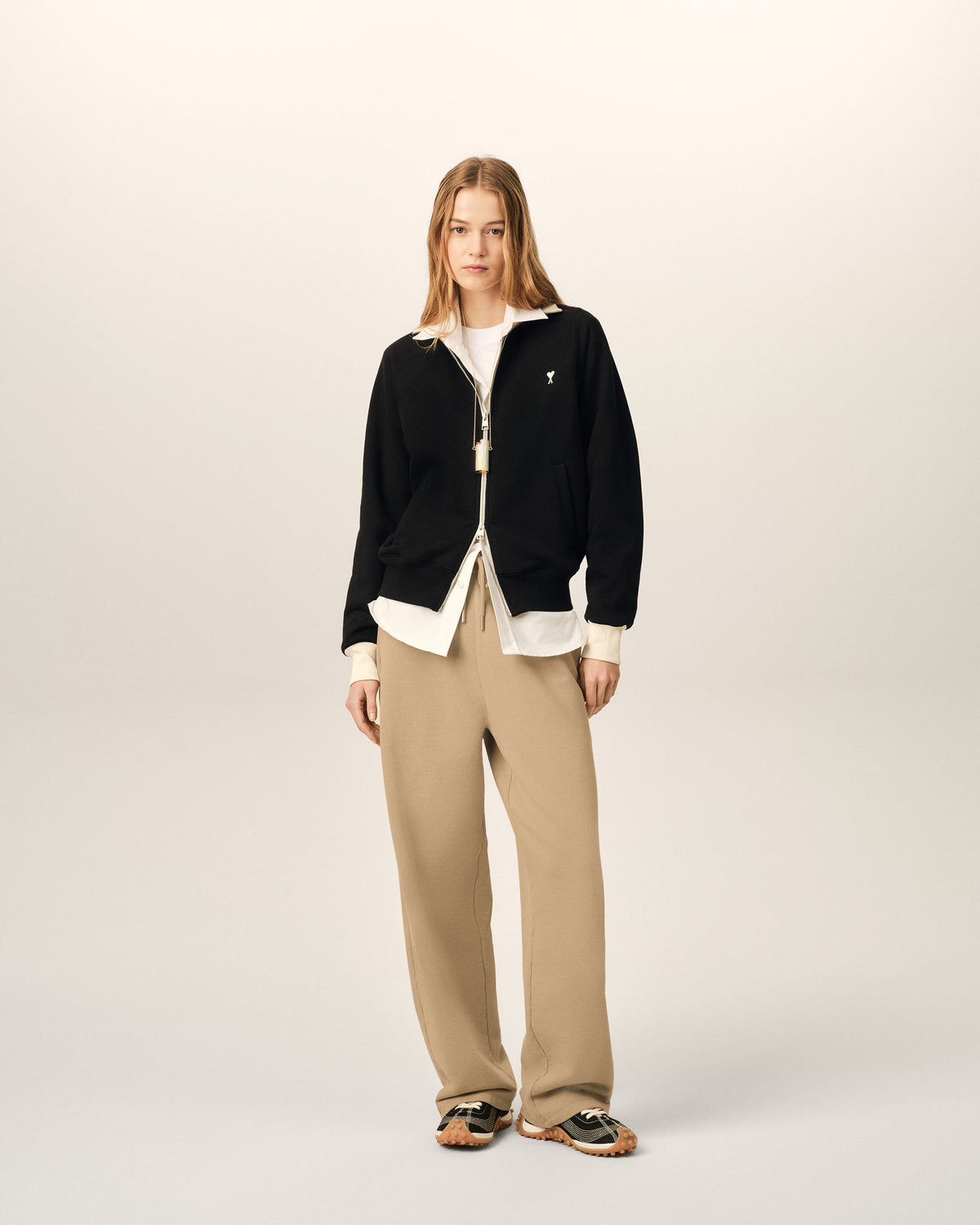Black zipped cotton sweatshirt with Ami de Coeur - 9