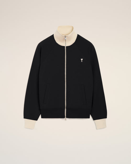 Black zipped cotton sweatshirt with Ami de Coeur - Woman - 7 - AMI Paris - Ami Paris