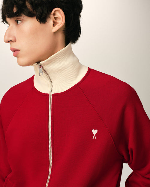 Sweatshirt zippé rouge en coton Ami de Coeur - Homme - 4 - AMI Paris - Ami Paris