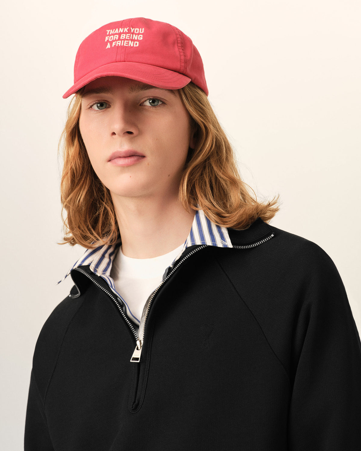 Black cotton zipped sweatshirt with embossed Ami de Coeur - 4