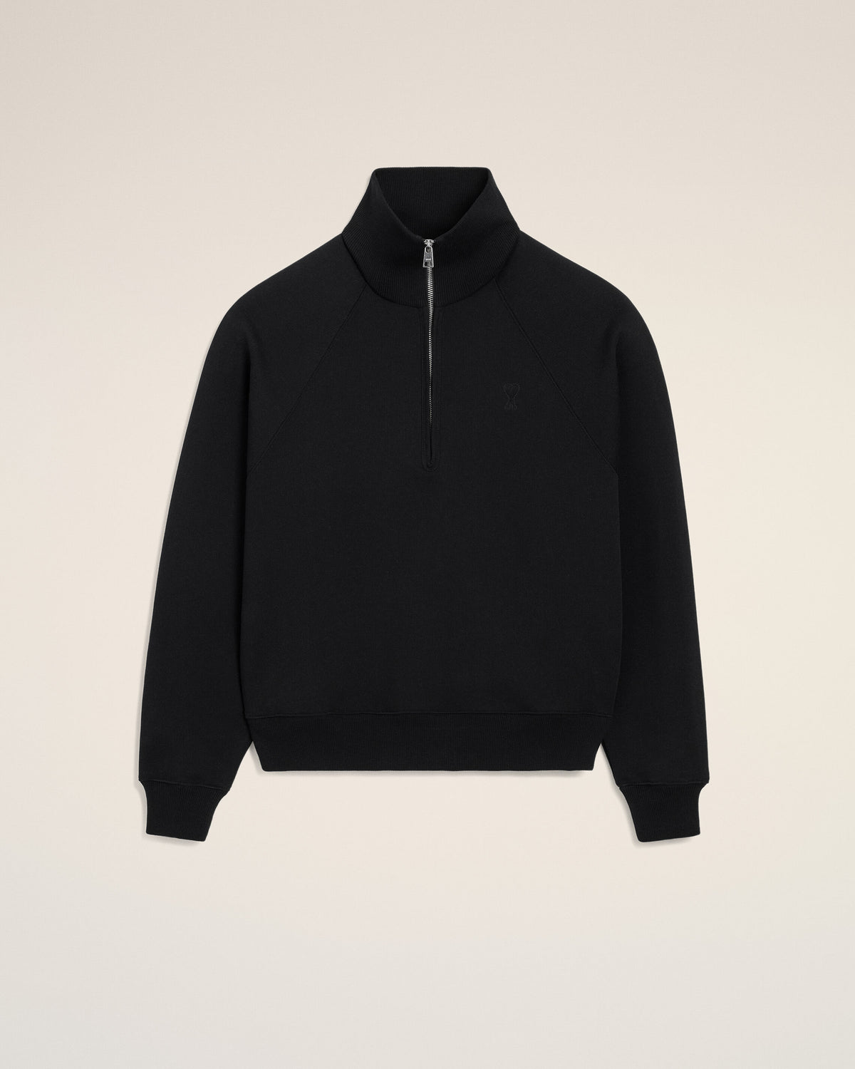 Black cotton zipped sweatshirt with embossed Ami de Coeur - 7