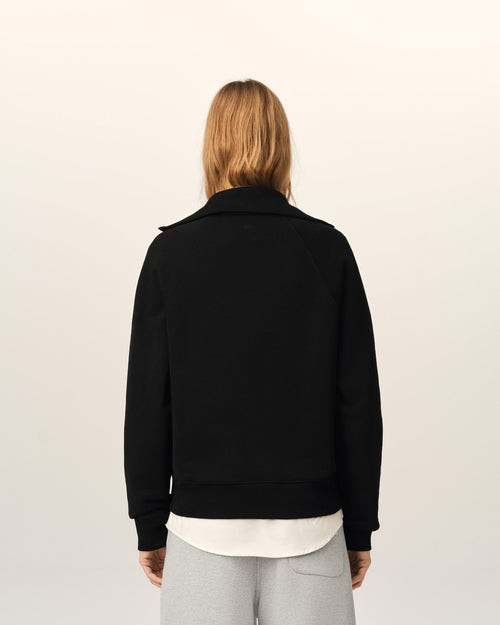 Black cotton zipped sweatshirt with embossed Ami de Coeur - Woman - 11 - AMI Paris - Ami Paris