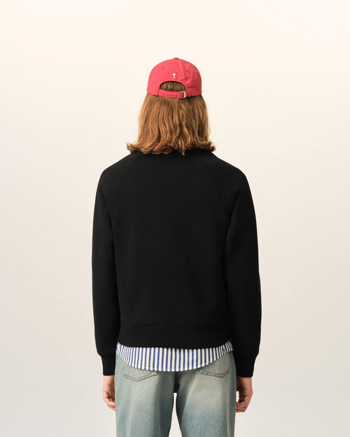 Black cotton zipped sweatshirt with embossed Ami de Coeur - Man - 5 - AMI Paris - Ami Paris