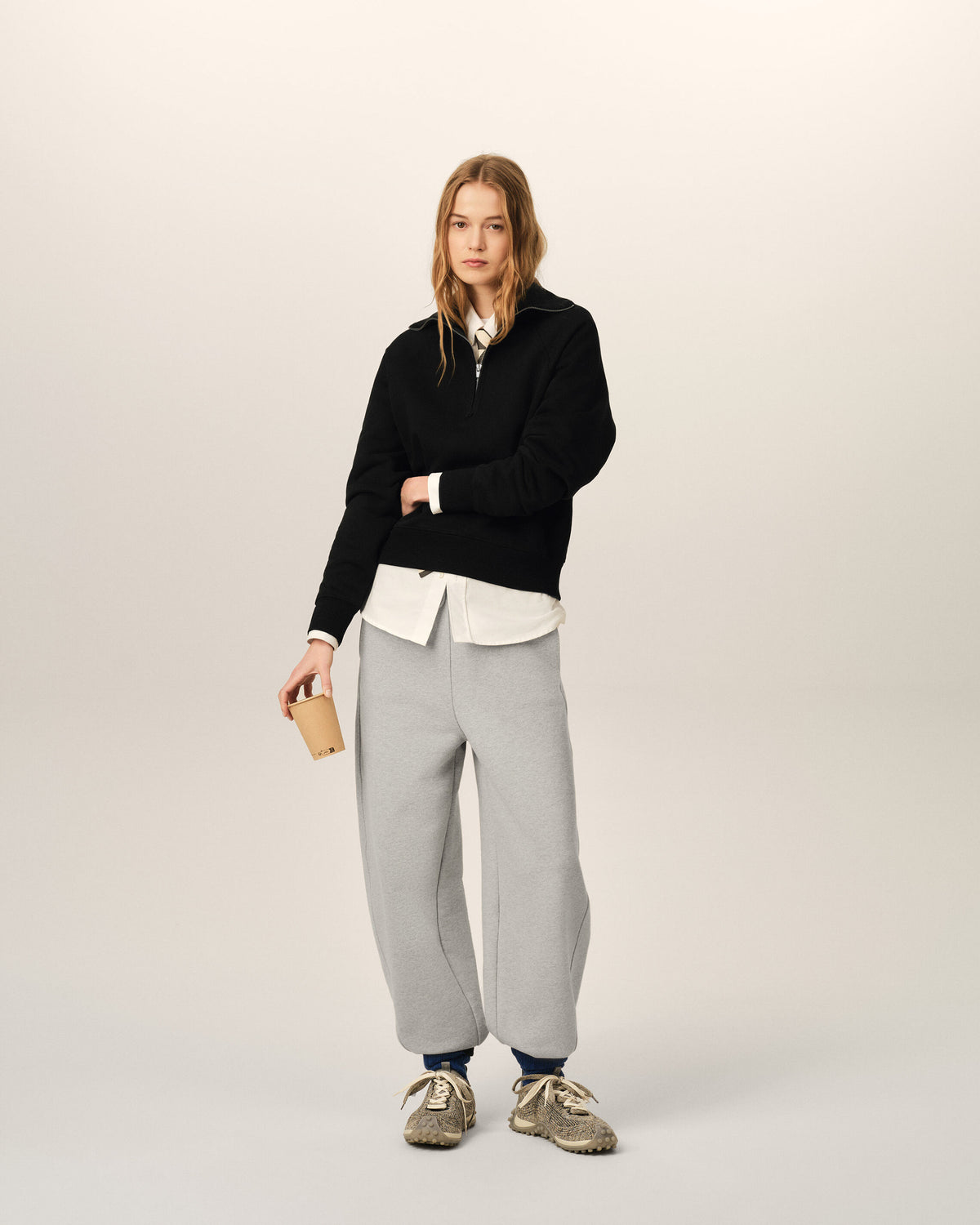 Black cotton zipped sweatshirt with embossed Ami de Coeur - 9