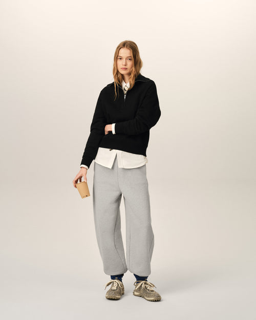 Black cotton zipped sweatshirt with embossed Ami de Coeur - Woman - 9 - AMI Paris - Ami Paris