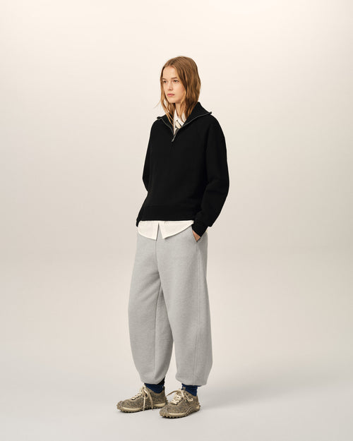 Black cotton zipped sweatshirt with embossed Ami de Coeur - Woman - 12 - AMI Paris - Ami Paris