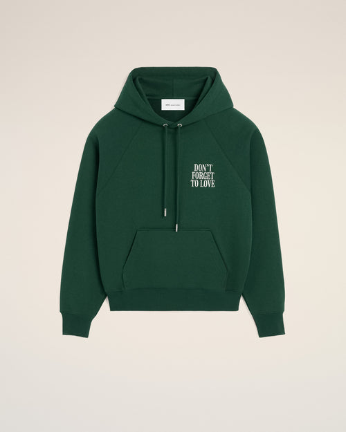Green cotton "Don't forget to love" hoodie - 1 - Ami Paris