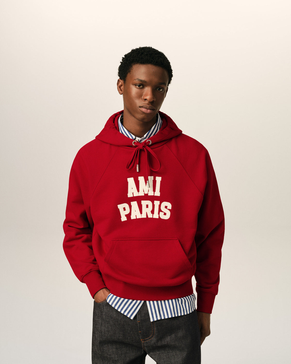 Cotton hoodie with Ami Paris embroidery - 2