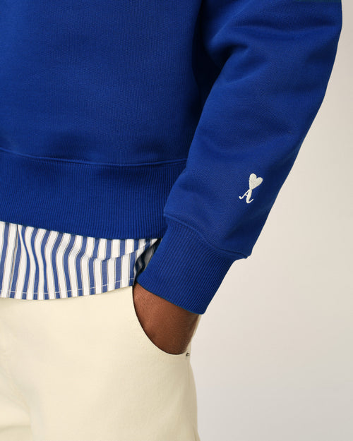 Blue zipped cotton "Thank you for being a friend" sweatshirt - Man - 4 - AMI Paris - Ami Paris