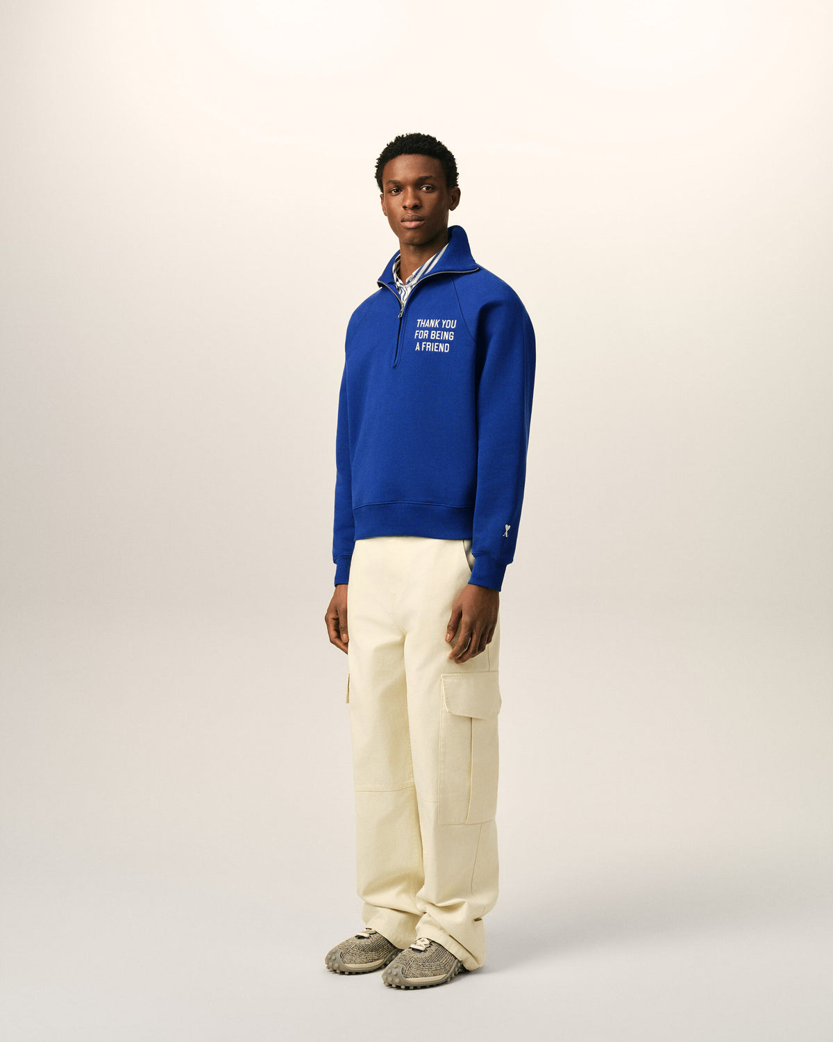 Blue zipped cotton "Thank you for being a friend" sweatshirt - 6