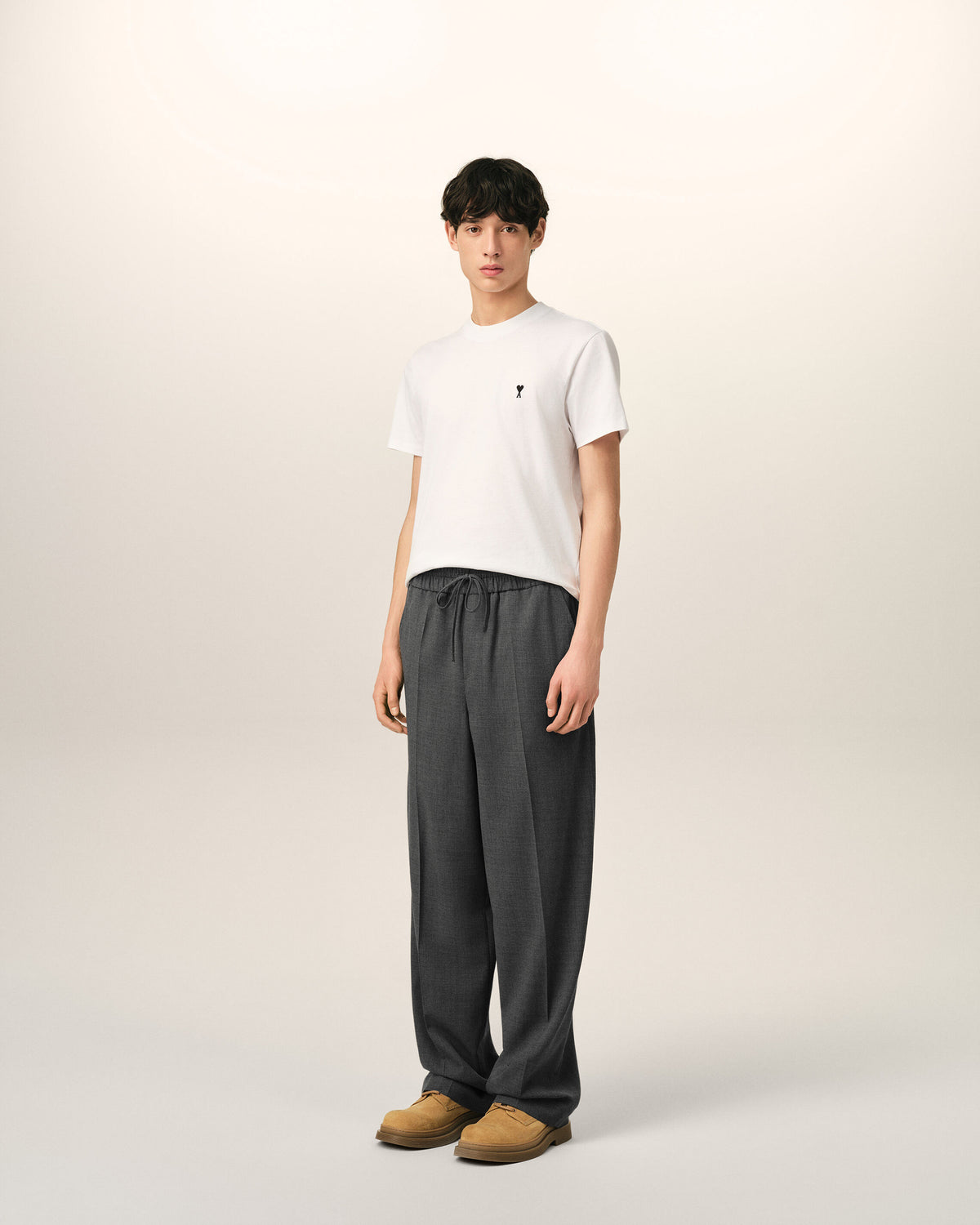 Grey elasticated-waist wool trousers - 6