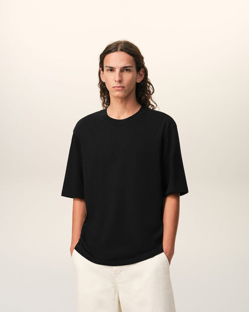 Camiseta negra de algodón Ami de Cœur en relieve - Hombre - 2 - AMI Paris - Ami Paris