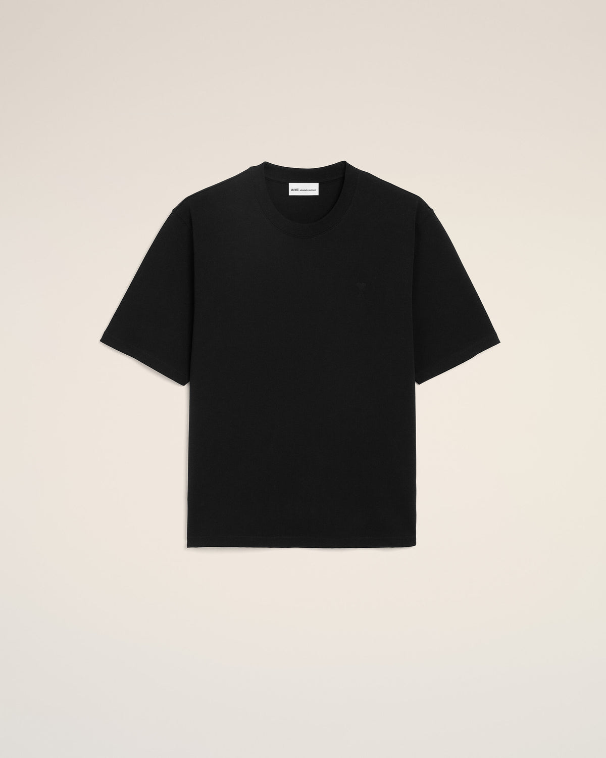 Camiseta negra de algodón Ami de Cœur en relieve - 1