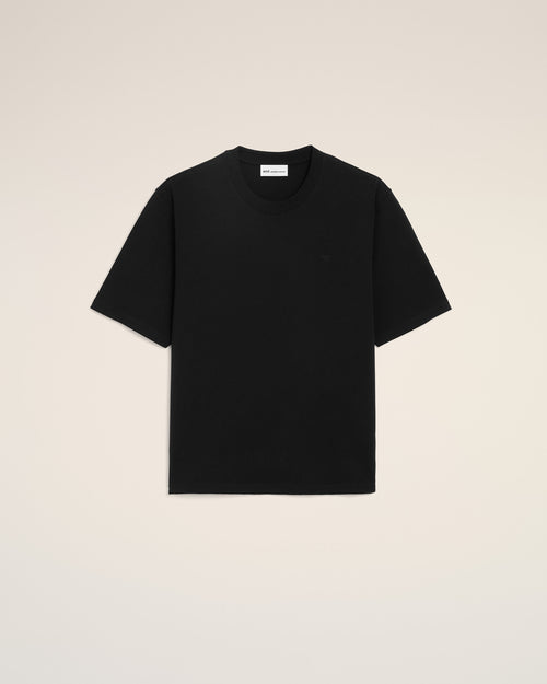 Black cotton t-shirt with embossed Ami de Coeur - BLACK - Ami Paris
