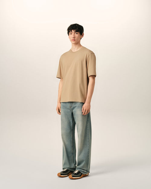 Beige cotton t-shirt with embossed Ami de Coeur - Man - 6 - AMI Paris - Ami Paris