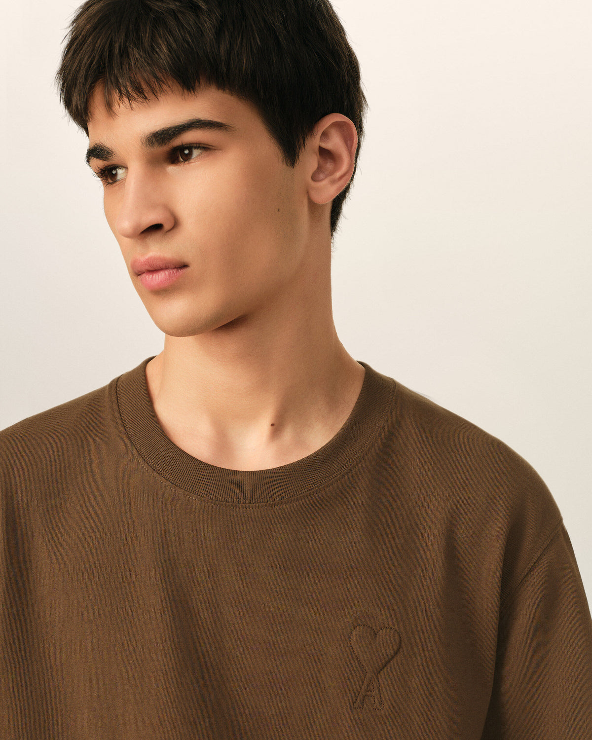 Camiseta Ami de Cœur de algodón marrón con relieve - 4