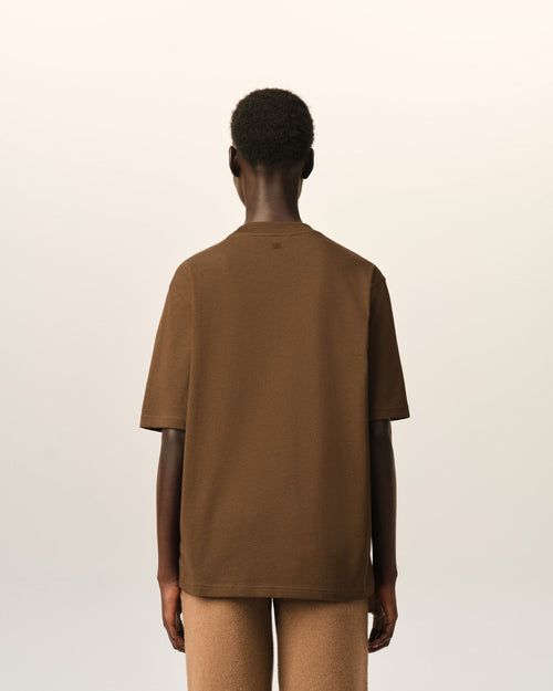 Camiseta Ami de Cœur de algodón marrón con relieve - Mujer - 11 - AMI Paris - Ami Paris