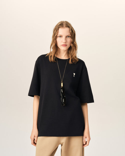                             Schwarzes T-Shirt aus bedruckter Baumwolle "Place des Victoires" - 3                         - Ami Paris