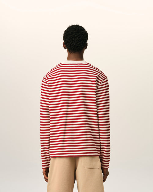 T-shirt marinière rouge et blanc en coton Ami de Coeur - Homme - 5 - AMI Paris - Ami Paris