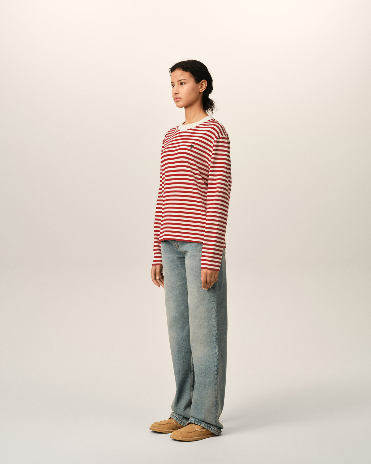 T-shirt marinière rouge et blanc en coton Ami de Coeur - 13