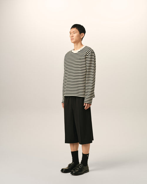 Black and white mariniere cotton t-shirt with Ami de Coeur - Man - 6 - AMI Paris - Ami Paris