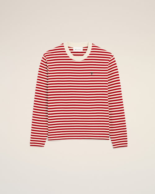                                 Red and white mariniere cotton t-shirt with Ami de Coeur - 3                             - Ami Paris