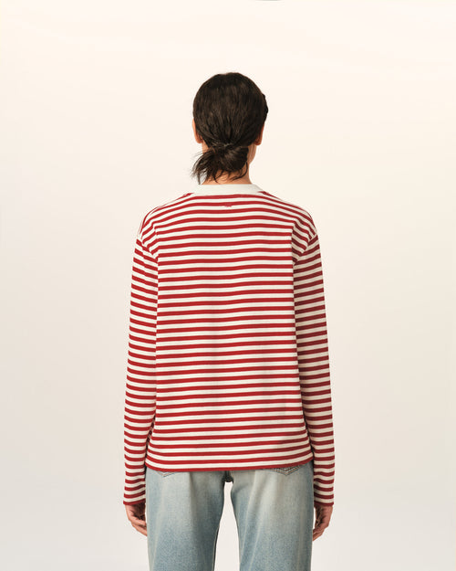 T-shirt marinière rouge et blanc en coton Ami de Coeur - Femme - 12 - AMI Paris - Ami Paris