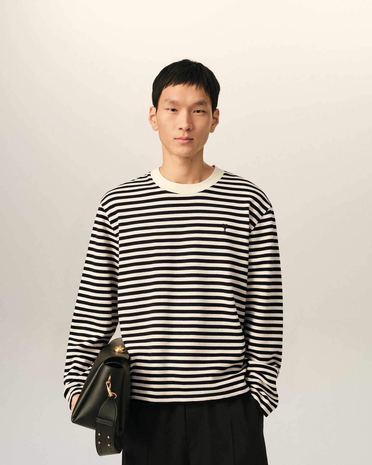 Black and white mariniere cotton t-shirt with Ami de Coeur - 2