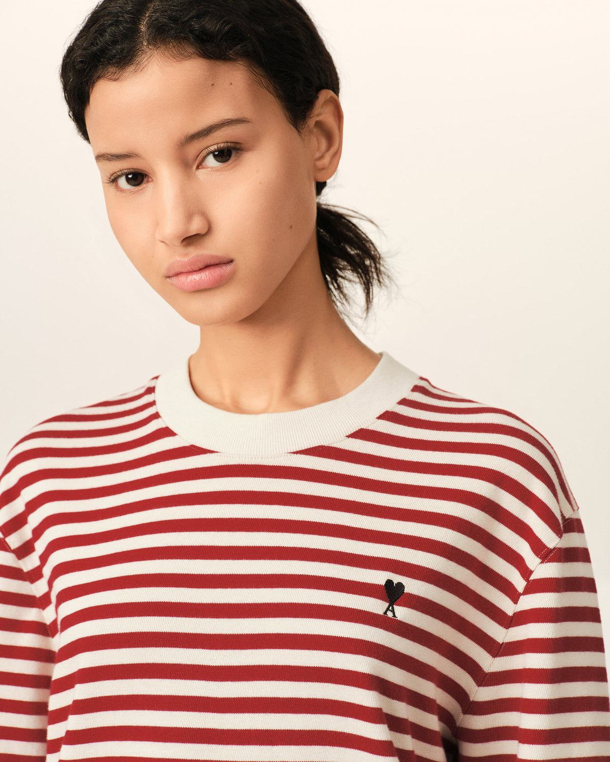 T-shirt marinière rouge et blanc en coton Ami de Coeur - 11