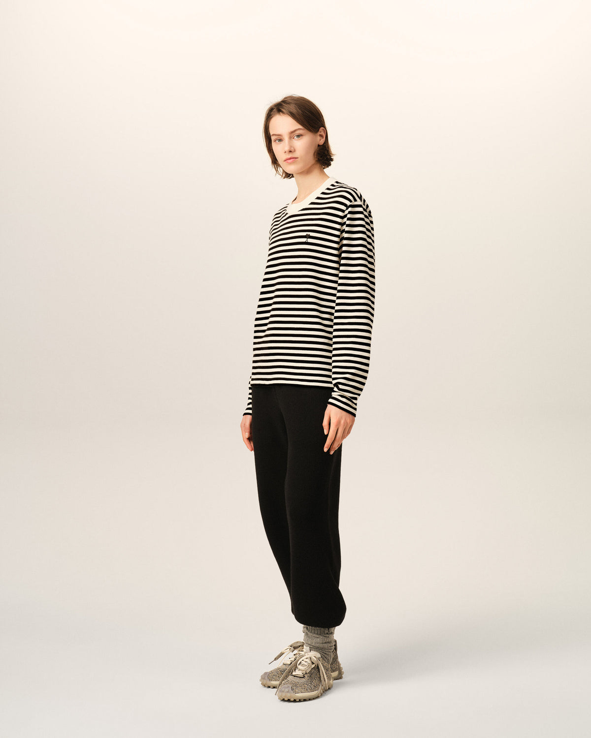 Black and white mariniere cotton t-shirt with Ami de Coeur - 12