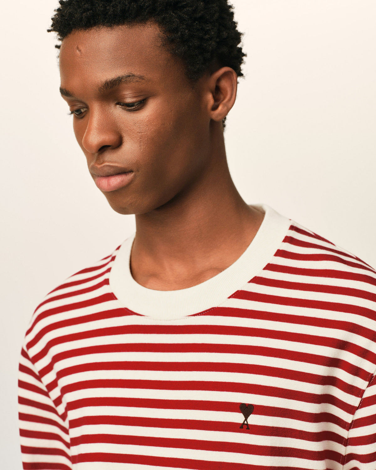 T-shirt marinière rouge et blanc en coton Ami de Coeur - 4