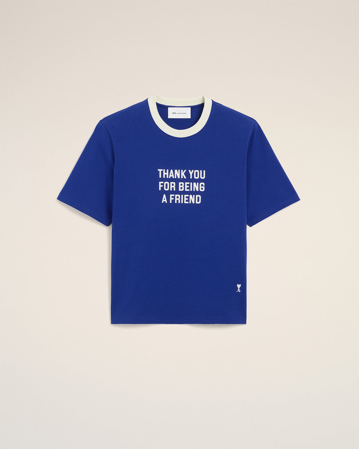 T-shirt in cotone blu stampata "Thank you for being a friend" - 1