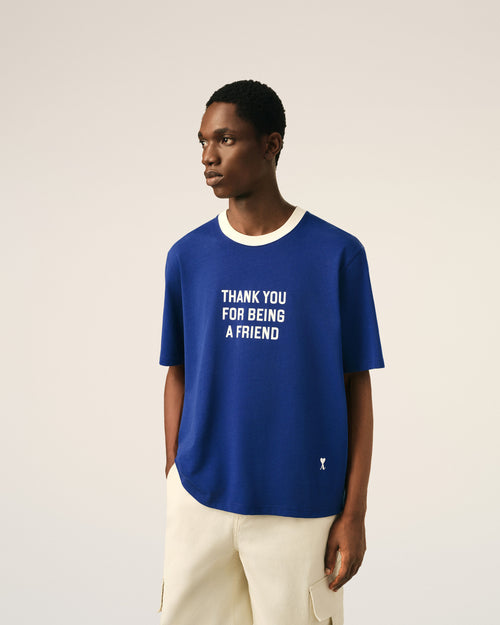Printed cotton "Thank you for being a friend" t-shirt - 1 - Ami Paris