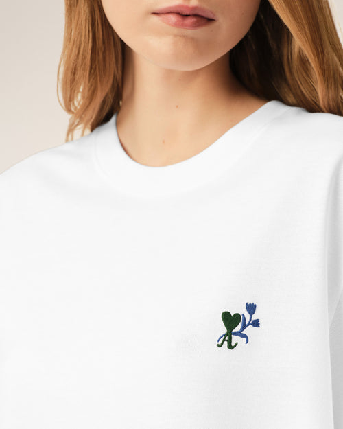 T-shirt Ami de Cœur Tulipe in cotone bianco - Donna - 10 - AMI Paris - Ami Paris