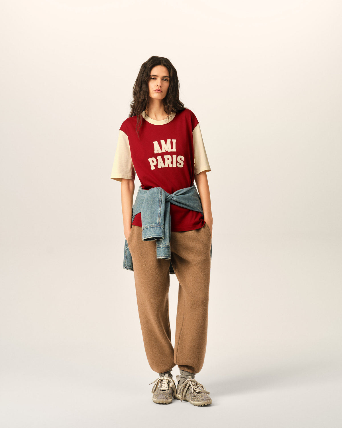 Red cotton t-shirt with Ami Paris embroidery - 10