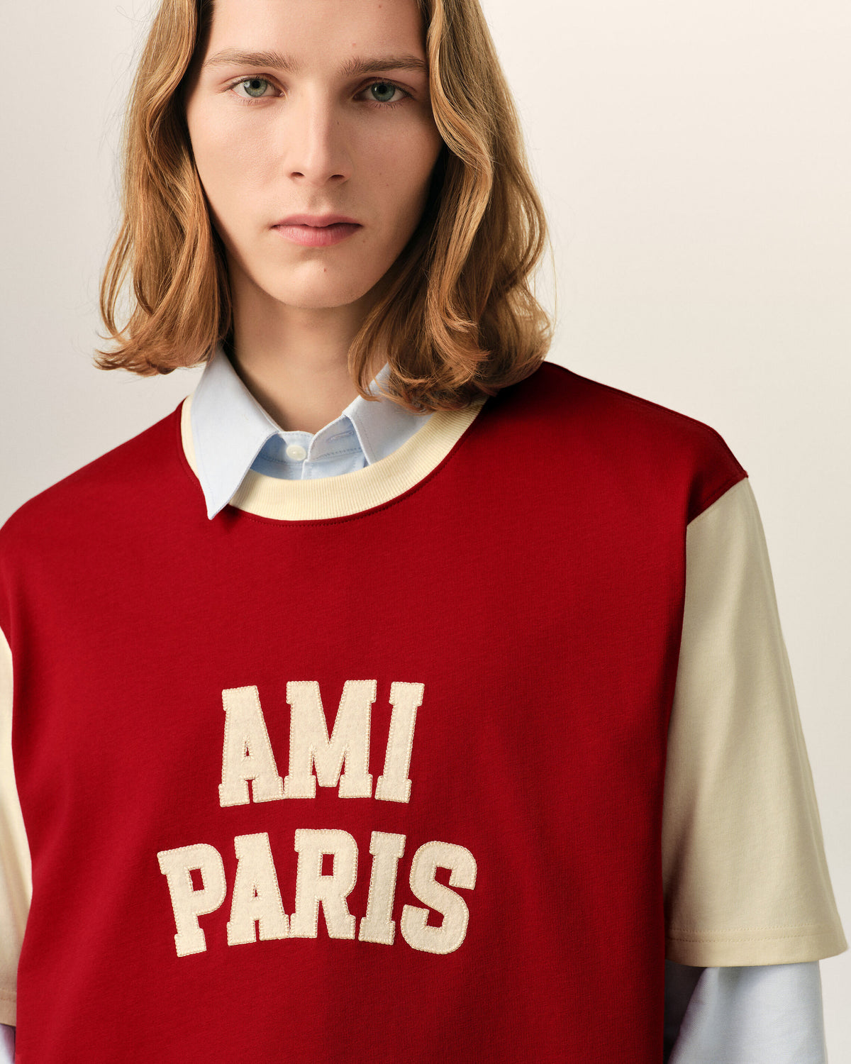 Red cotton t-shirt with Ami Paris embroidery - 4