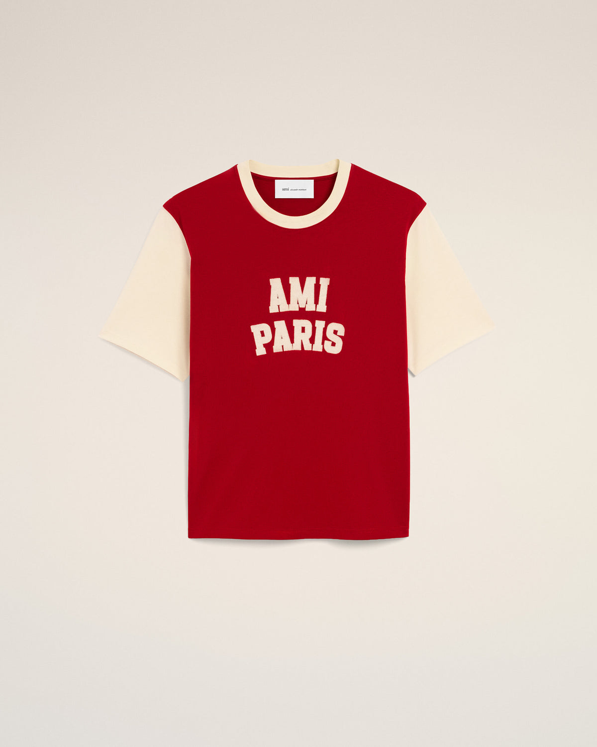 Red cotton t-shirt with Ami Paris embroidery - 1