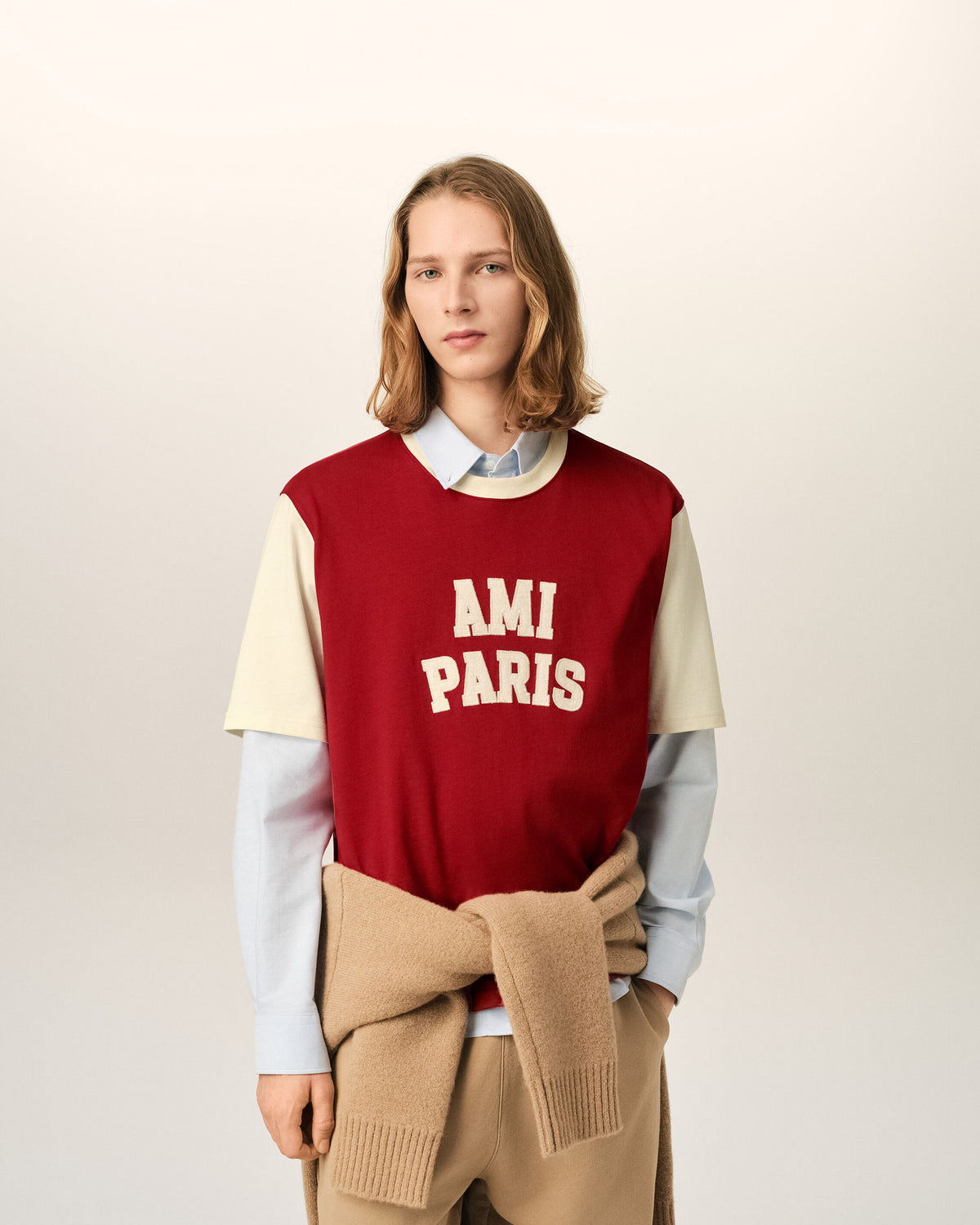 Red cotton t-shirt with Ami Paris embroidery - 2