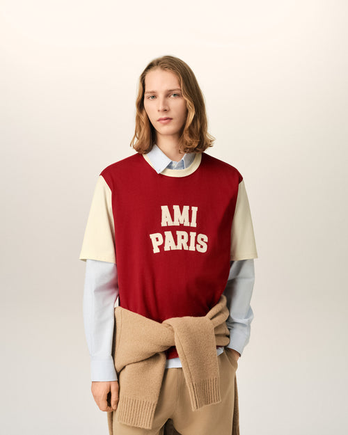 Red cotton t-shirt with Ami Paris embroidery - 2 - Ami Paris