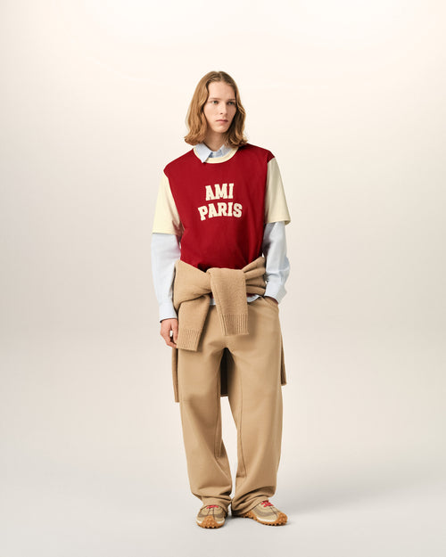 Red cotton t-shirt with Ami Paris embroidery - Man - 3 - AMI Paris - Ami Paris