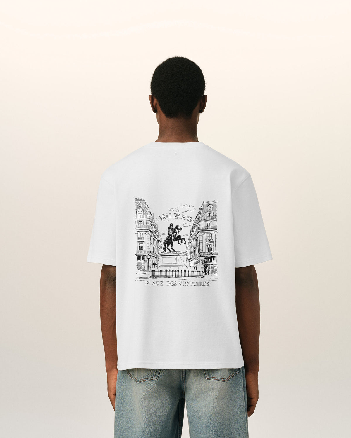 Camiseta blanca de algodón con estampado "Place des Victoires" - 6