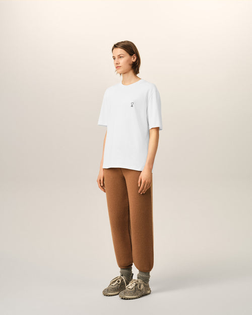 Camiseta blanca de algodón con estampado "Place des Victoires" - Mujer - 14 - AMI Paris - Ami Paris