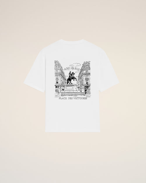 Weißes T-Shirt aus Baumwolle mit „Place des Victoires“-Print - 2 - Ami Paris
